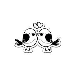 Black Silhouette valentine day love bird vector