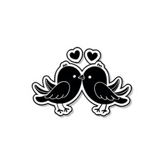 Black Silhouette valentine day love bird vector