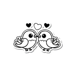 Black Silhouette valentine day love bird vector