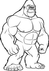 Fototapeta premium Bold Gorilla Character Outline for Creative Coloring Book Pages