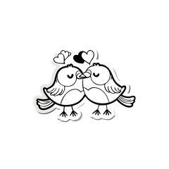 Black Silhouette valentine day love bird vector