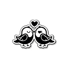 Black Silhouette valentine day love bird vector