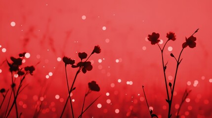 Red floral silhouettes capturing dreamy atmosphere