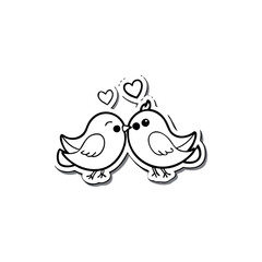 Black Silhouette valentine day love bird vector