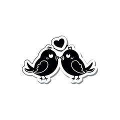 Black Silhouette valentine day love bird vector