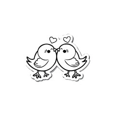 Black Silhouette valentine day love bird vector