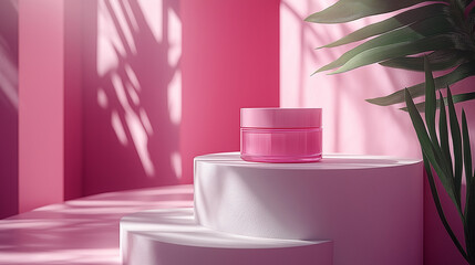 Luxury Cosmetic Product Mockup with Pink Background  
