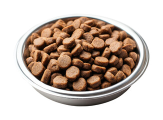 Pet food bowl filled with dry kibble home isolated on transparent background - Generative AI
