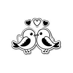 Black Silhouette valentine day love bird vector
