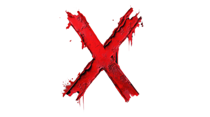 Bold red x mark with transparent background