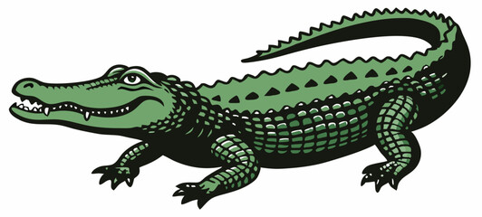 Obraz premium Crocodile vector, Simple color Design vector icon with white background. Wild Animal Vector., Cartoon vector, 2d vector 