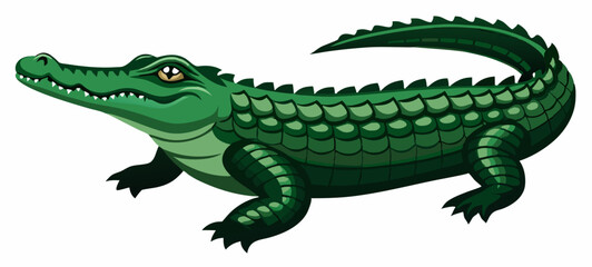 Obraz premium Crocodile vector, Simple color Design vector icon with white background. Wild Animal Vector., Cartoon vector, 2d vector 