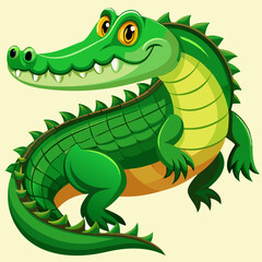 Fototapeta premium Crocodile vector, Simple color Design vector icon with white background. Wild Animal Vector., Cartoon vector, 2d vector 
