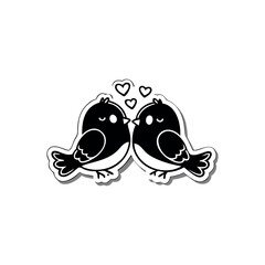 Black Silhouette valentine day love bird vector