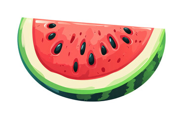 Fresh watermelon slice food bright summer vibes isolated on transparent background - Generative AI
