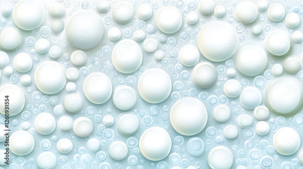 Wall mural abstract white bubbles pattern on soft blue background creating a calm and modern atmosphere
