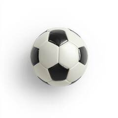 Fototapeta premium A black and white soccer ball is resting on a plain white surface