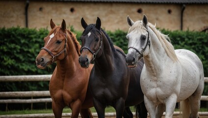 Obraz premium Horses, stud farm in freedom