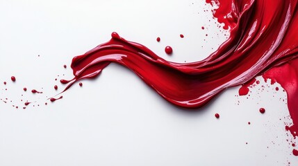 Abstract Red Paint Splash on a White Background Showcasing Artistic Motion and Texture