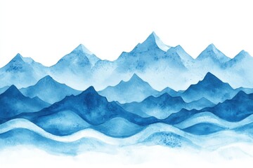 Fototapeta premium A painting of a mountain range with waves coming from it