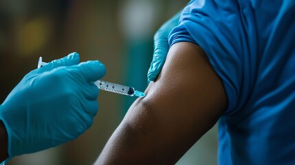 A close-up shot of a healthcare professional administering a vaccine injection into a patient's arm, highlighting the importance of immunization for health.