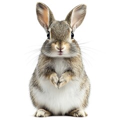 Obraz premium Cute bunny rabbit sitting, white background, pet, springtime