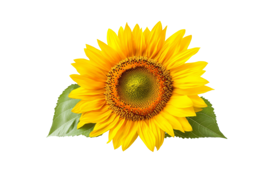 Yellow sunflower isolated on transparent background.