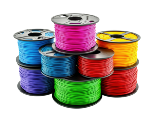 Colorful threads for textile crafts isolated on transparent background - Generative AI