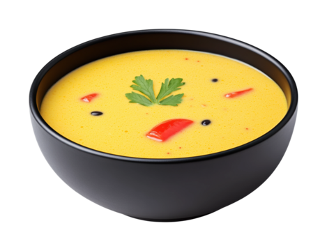 Delicious yellow soup kitchen food warm isolated on transparent background - Generative AI