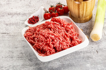 Minced beef meat in the bowl
