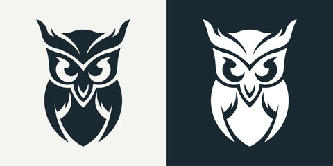 owl animal logo vector line art 
