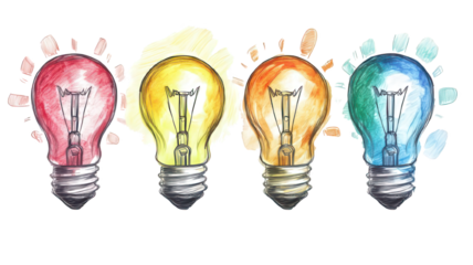 illustration of a glowing light bulb in sketch style
