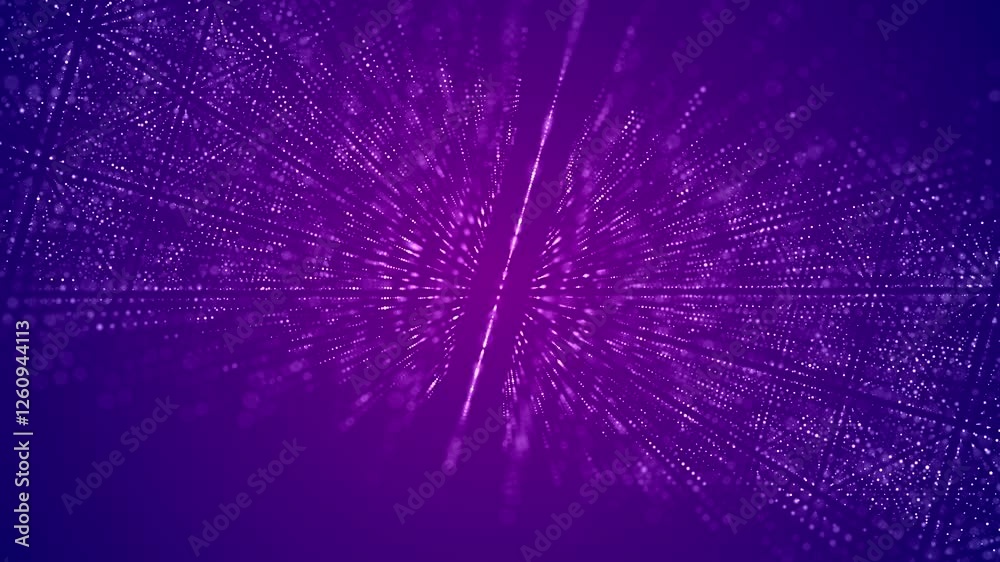 Poster Musical flow of information space. Abstract digital background of moving particles. Big data visualization. 3D rendering
