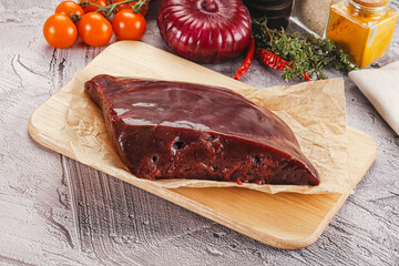 Raw beef liver for cooking