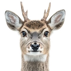 Young deer portrait, isolated, wildlife, nature background, animal print