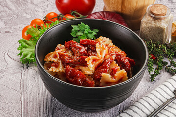 Italian pasta with dry tomato