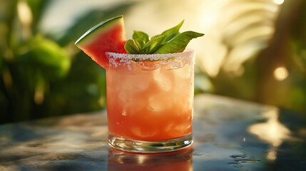 Refreshing Cocktail Drink on Table in Relaxed Setting