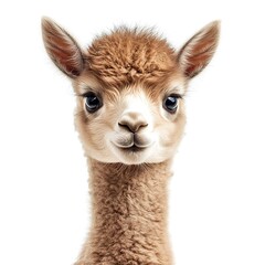 Obraz premium Cute alpaca cria portrait, white background
