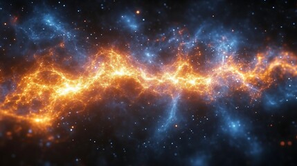 Fototapeta premium Cosmic Nebula with Fiery Orange and Blue Hues
