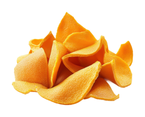 Prepare healthy dried mango snack slices isolated on transparent background - Generative AI
