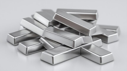 a stockpile of silver bullion bars carefully placed on a table, symbolizing economic value, financial investment, precious metal trading, and long-term wealth security