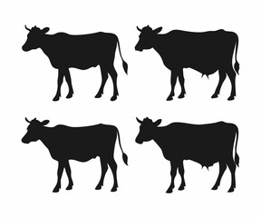 Four Silhouettes of Longhorn Cattle
