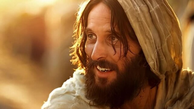 Jesus ChrisMan Holding Globe Against Sunset Serene Expression of Peace, Unity Reflecting Hope and Wisdom for Earth.