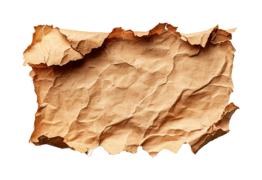 Crumpled paper texture neutral design isolated on transparent background - Generative AI