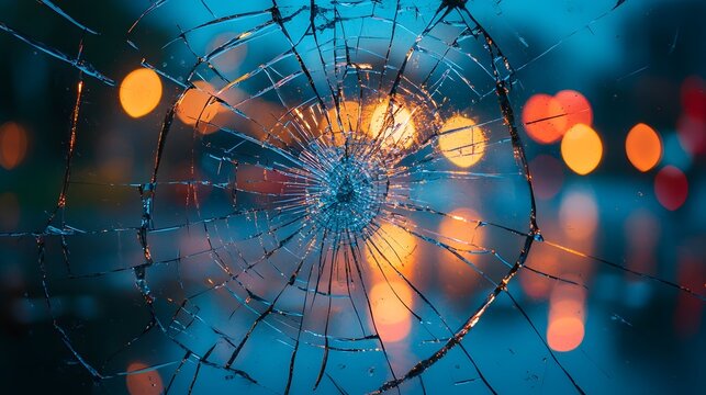 Fragmented Reflection of Surreal Light Patterns in Cracked Mirror - Powered by Adobe