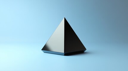 Fototapeta premium A black pyramid is sitting on a blue background