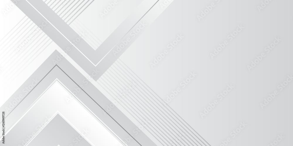 Poster Abstract white and grey triangle overlay texture background. Modern elegant white gray banner background with creative design and shiny lines.Light gray triangle abstract subtle vector background..	