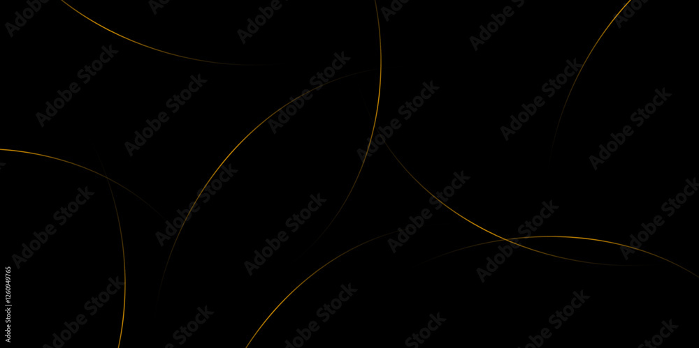 Poster design geometric tile gold on black background with round shape. geometric dark material background.