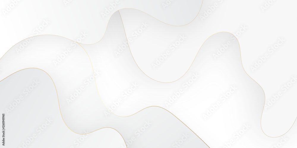 Fototapete white background with wavy light gold lines and dynamic gray shadows elegant graphic design with sof