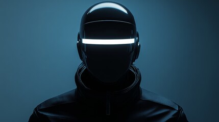 A man in a black jacket with a glowing head